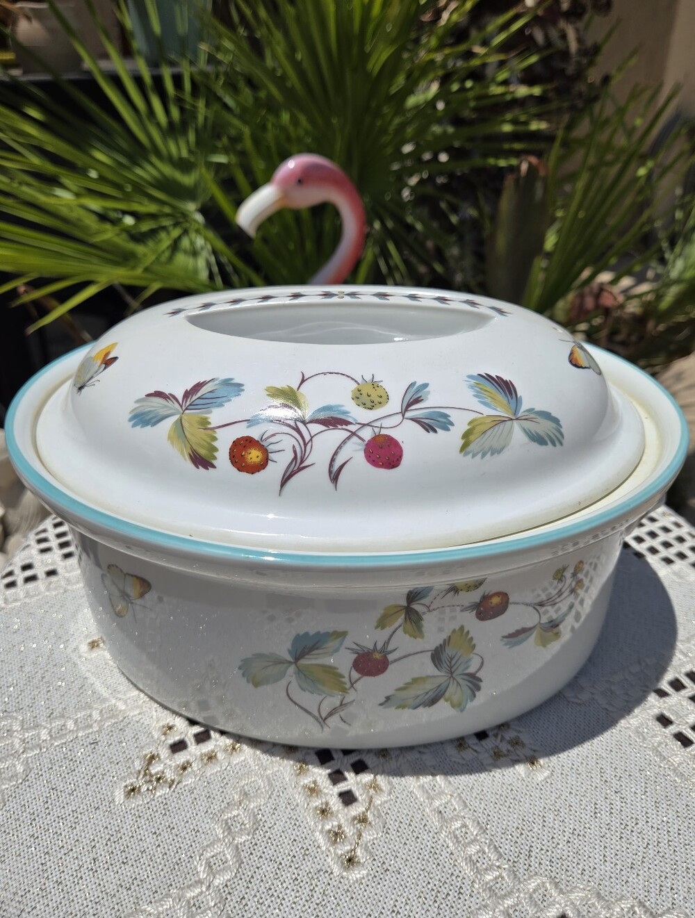 Vintage Royal Worchester Oval Covered Casserole - Strawberry Fair